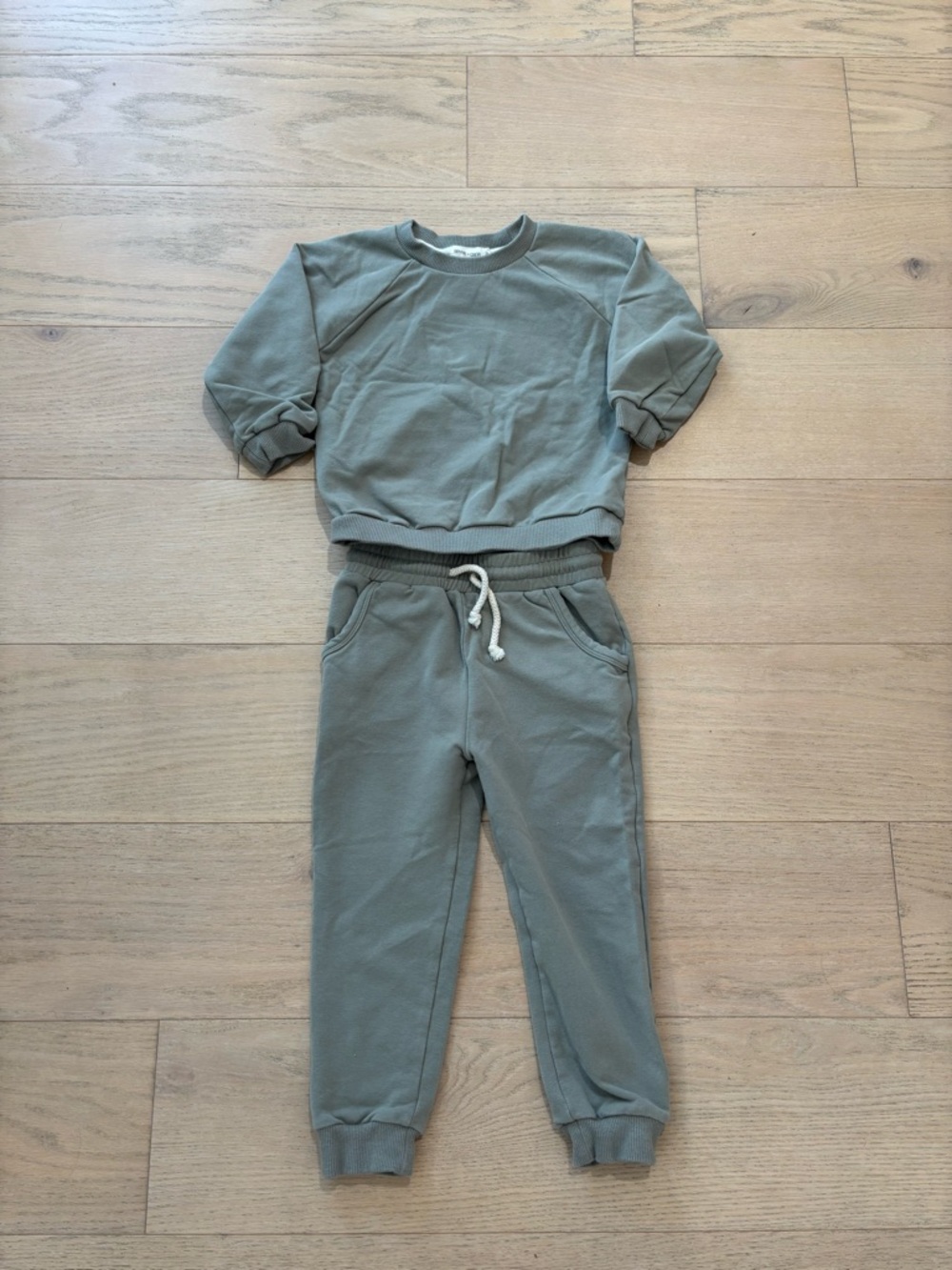 Winnie+crew toddler green sweatshirt set, size 3T